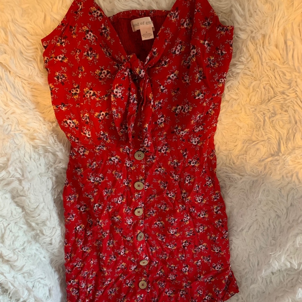 Floral red mini dress